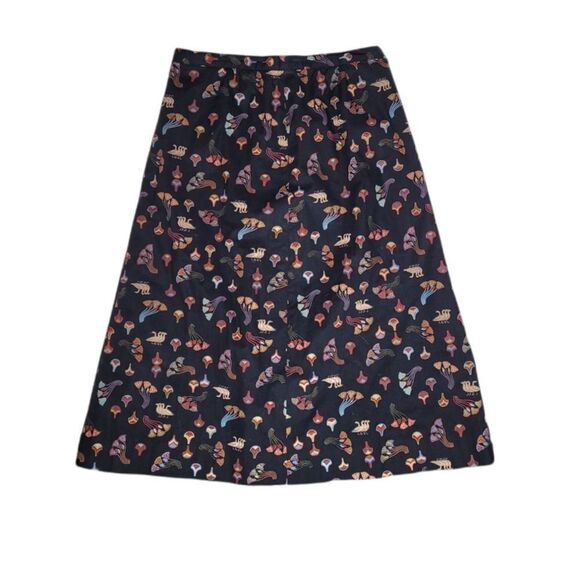 VINTAGE 70s skirt duck and fan print‎ novelty midi S - Picture 1 of 9